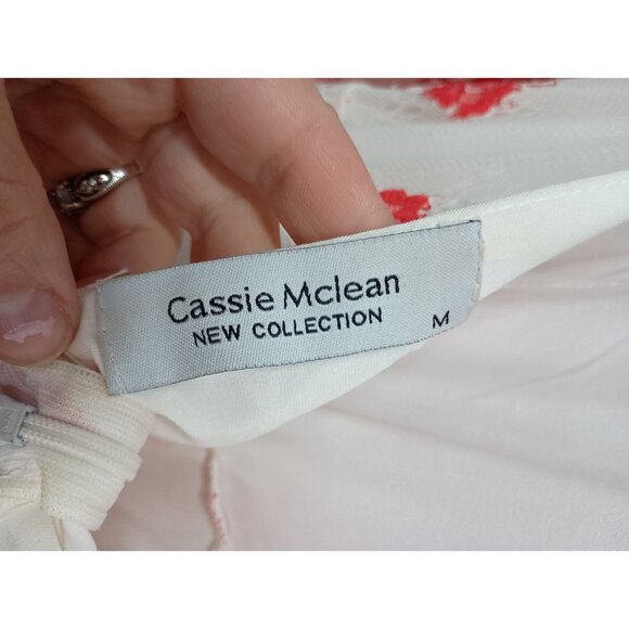 Cassie Mclean Womens Fairy Romantic Midi Dress Medium Red Nude Lace Open Back - Picture 6 of 8